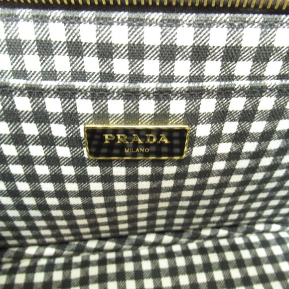 PRADA Canapa 2way Shoulder Hand Crossbody Tote Bag Canvas Black Used - Picture 5 of 7